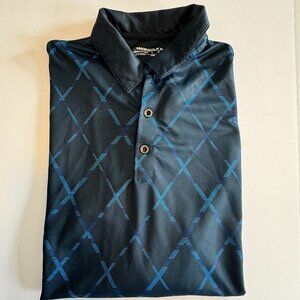 Nike Golf Polo Navy Argyle Pattern Large Men's Nike Dry Fit